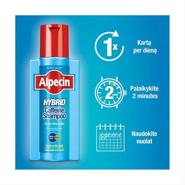 ALPECIN HYBRID, šampūns ar kofeīnu sausai galvas ādai, 375 ml attēls