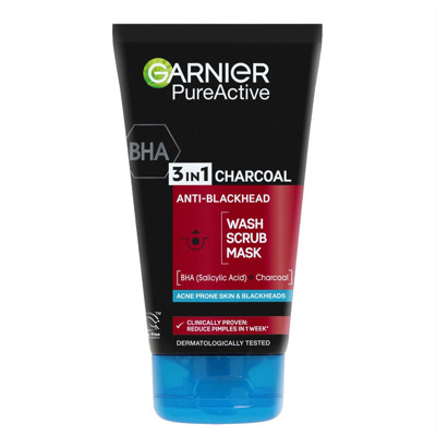 GARNIER SN PURE 3IN1 CHARCOAL, sejas skrubis, 150 ml attēls