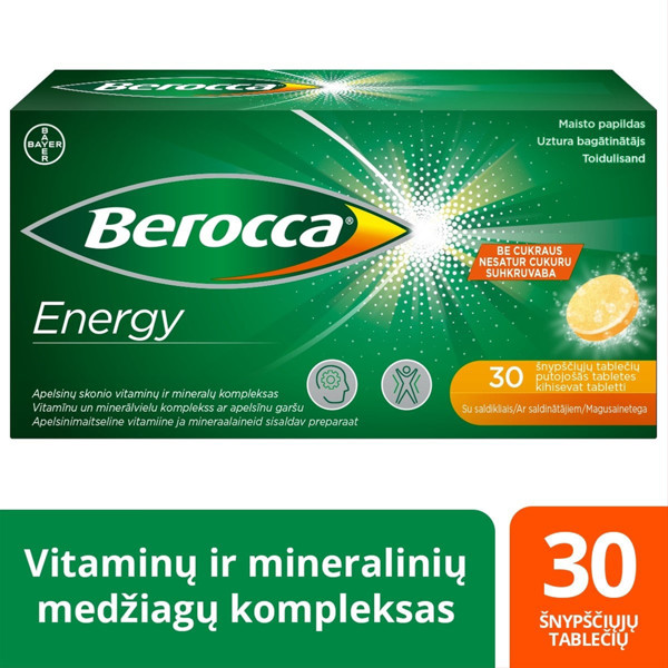 BEROCCA ENERGY, putojošās tabletes, 30 tabletes attēls