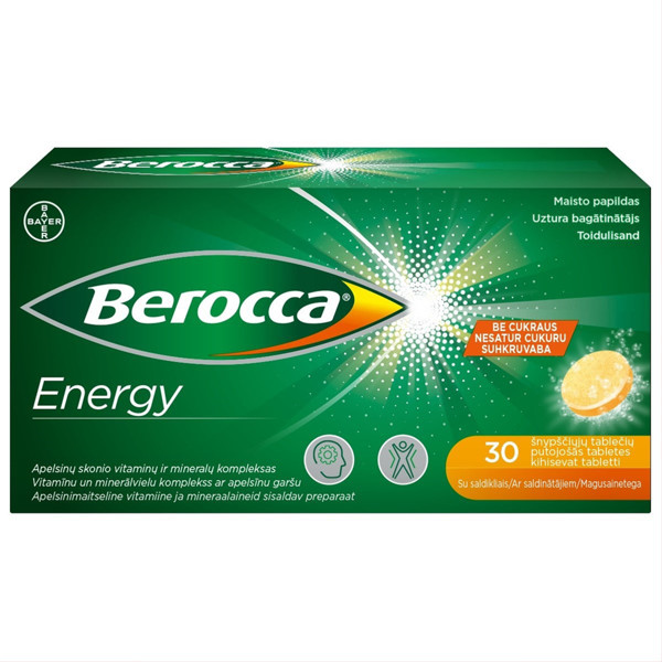 BEROCCA ENERGY, putojošās tabletes, 30 tabletes attēls
