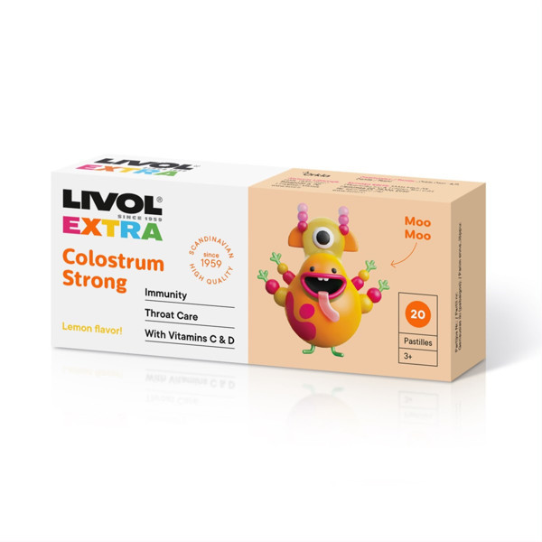 LIVOL EXTRA MOLOSTRUM STRONG, пастилки для горла, 20 пастилок изображение