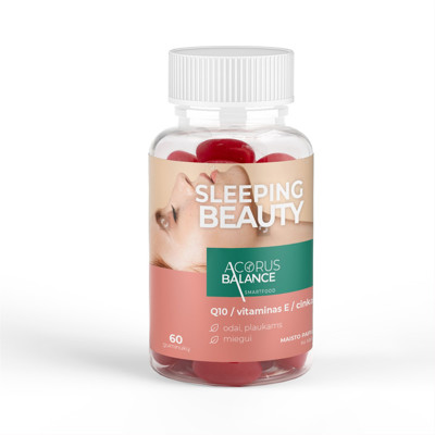 ACORUS BALANCE SLEEPING BEAUTY GUMMIES, košļājamās pastilas miegam un ādai (ar melatonīnu), 60 gab. attēls