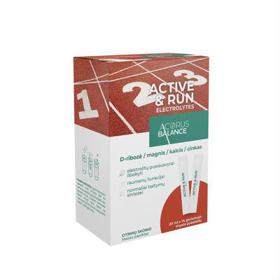 ACORUS BALANCE ACTIVE AND & RUN ELECTROLYTES, šķīdums iekšķīgai lietošanai paciņās, 20 mlx14 attēls