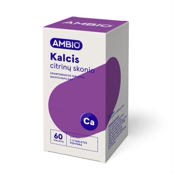 AMBIO kalcijs citrona garša, 60 košļājamās tabletes attēls
