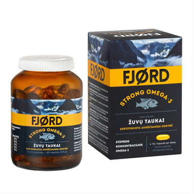 FJORD STRONG OMEGA-3, zivju eļļa, 80 kapsulas attēls