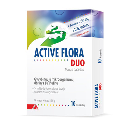 ACTIVE FLORA DUO, dzīvotspējīgas baktērijas, 10 kapsulas attēls