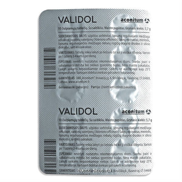 VALIDOL ACONITUM, 10 tabletes attēls