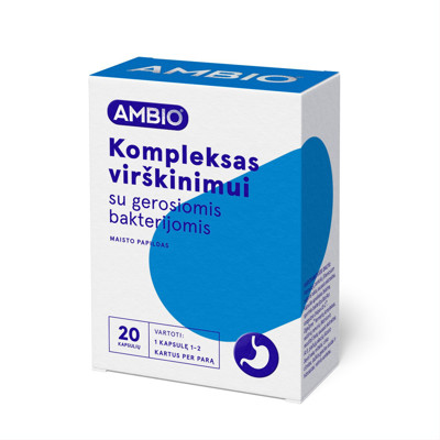 AMBIO komplekss gremošanai ar labajām baktērijām, 20 kapsulas attēls