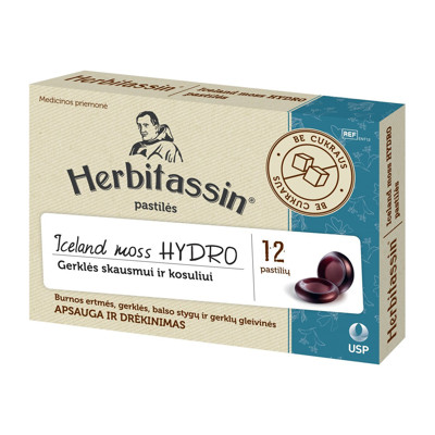 HERBITASSIN ICELAND MOSS HYDRO, 12 pastilas attēls