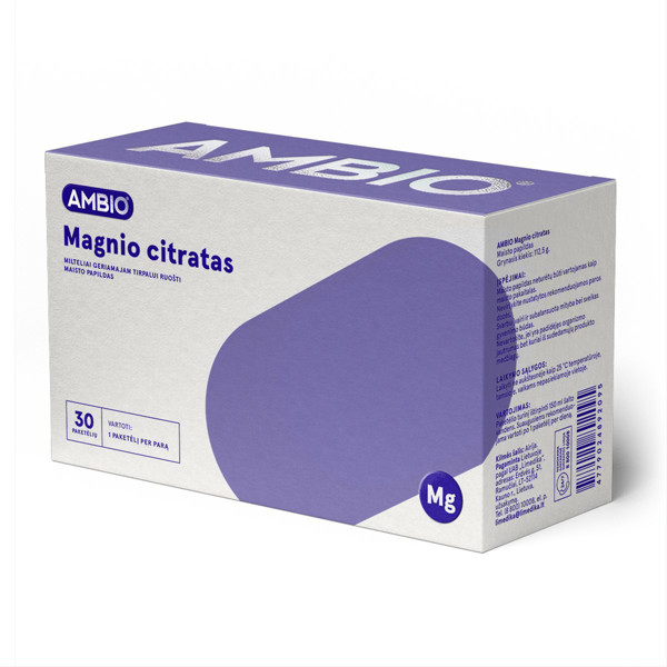 AMBIO magnija citrāts. 30 paciņas iešķigi lietojama šķīduma pagatavošanai  attēls