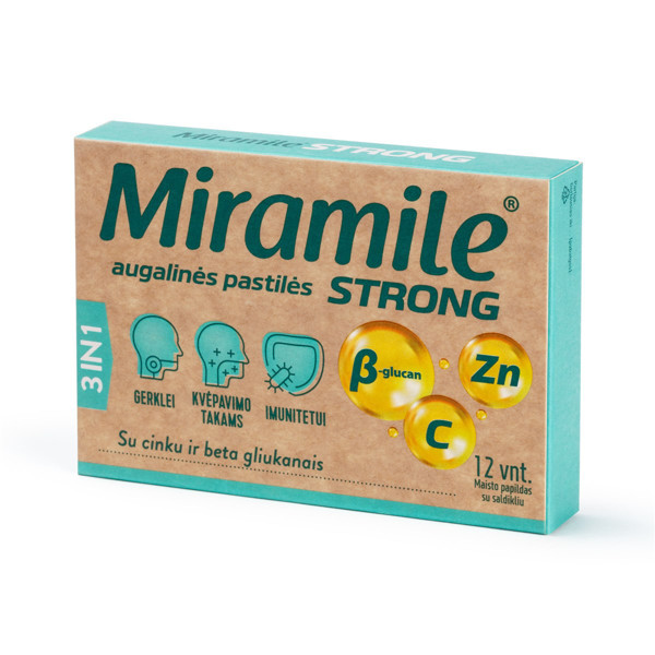 MIRAMILE STRONG ar cinku ir beta gliukāniem, augu pastilas, N12 attēls