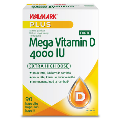 MEGA VITAMIN D 4000IU Forte, kapsulas, N90 attēls