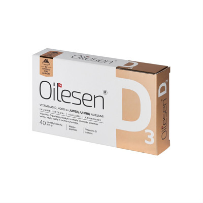 OILESEN VITAMIN D3 4000 ar melno ikru eļļu, 40 kapsulas attēls
