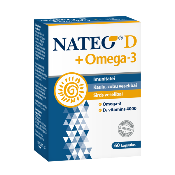 NATEO D+ OMEGA-3 4000 TV, 60 kapsulių