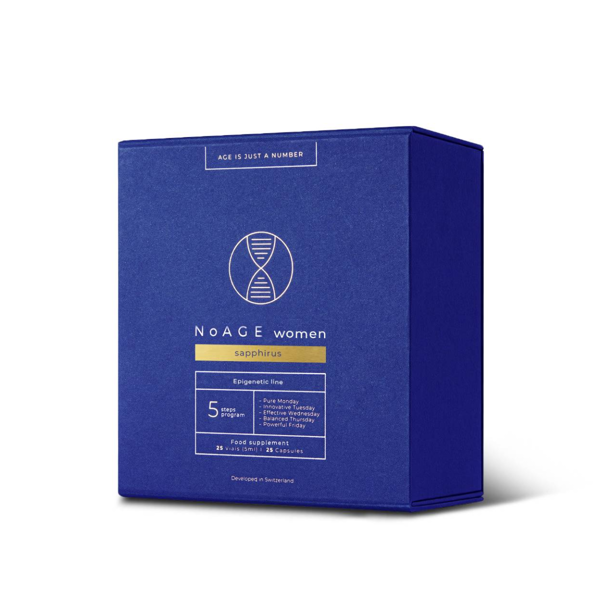 NoAGE, women sapphirus, 25 kapsulės, 25 buteliukai