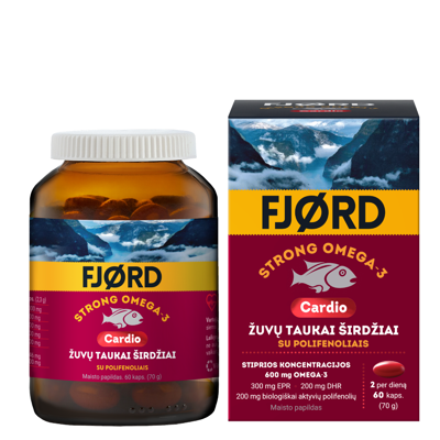 FJORD STRONG OMEGA-3 CARDIO, 60 kapsulių