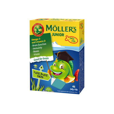 MOLLER'S OMEGA-3 JUNIOR, 45 kramtomosios gelinės žuvelės