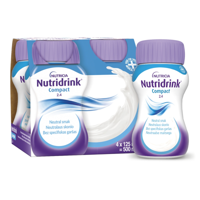NUTRICIA NUTRIDRINK, 125 ml, neutralaus skonio, 4 vnt.
