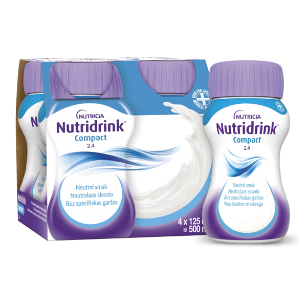 NUTRICIA NUTRIDRINK, 125 ml, neutralaus skonio, 4 vnt.