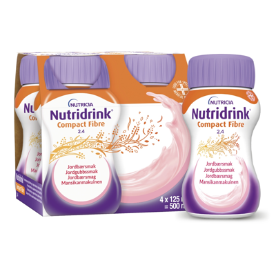 NUTRICIA NUTRIDRINK MULTI FIBRE, 125 ml, braškių skonio, 4 vnt. 