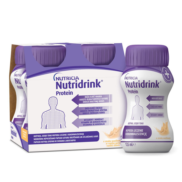 NUTRICIA NUTRIDRINK PROTEIN VANILLA, 125 ml, 4 vnt. 