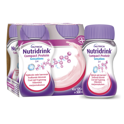 NUTRICIA NUTRIDRINK PROTEIN, vėsinančių raudonųjų vaisių skonio, 4 x 125 ml