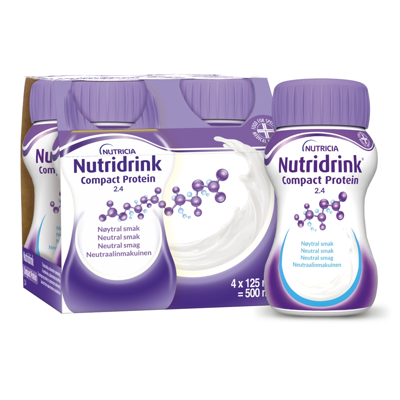NUTRICIA NUTRIDRINK PROTEIN, neutralaus skonio, 4 x 125 ml