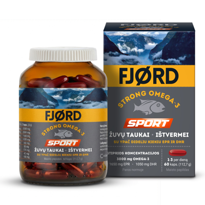 FJORD STRONG OMEGA-3 SPORT, 60 kapsulių