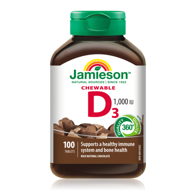 Jamieson D vitaminas suaugusiems kramtomasis, 1000 IU N100