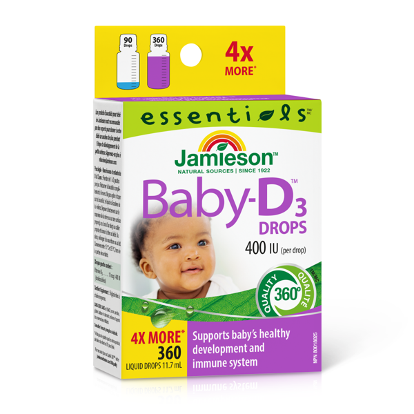 JAMIESON BABY-D, vitaminas D3, 400 TV (10 mcg), lašai kūdikiams, 11,4 ml