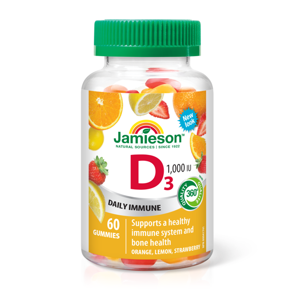 JAMIESON VITAMINO D3 GUMINUKAI, suaugusiems, 1000 TV, 60 guminukų