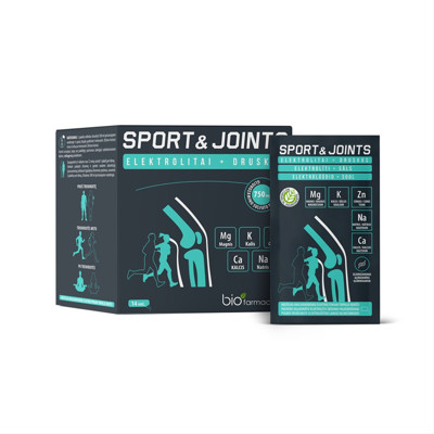 SPORT&JOINTS bioMagnis + bioKalis, elektrolitai + druskos, milteliai angliavandenių elektrolitiniam tirpalui ruošti, 14 vnt.